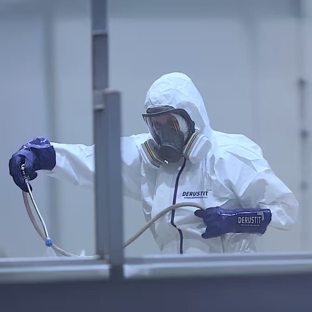DERUSTIT Mitarbeiter bei der Oberflächenbehandlung